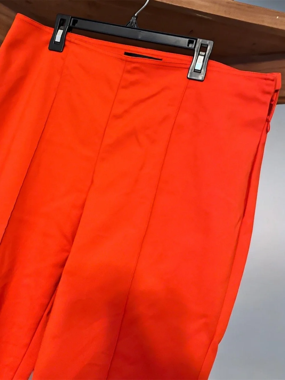 St. John Women’s Bright Orange Size Zip Cotton Blend Straight Leg Pants Sz-10